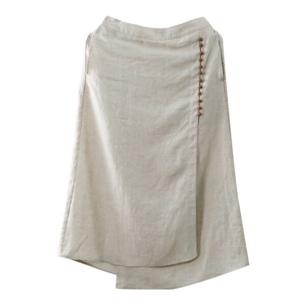 Solid Color Mid-length Raw Jute Color Artistic Irregular Stitching Skirt - Image 2