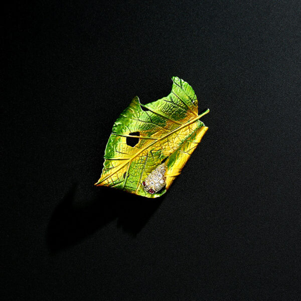 Enamel Leaf Brooch - Image 4