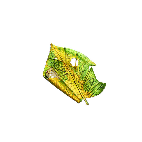 Enamel Leaf Brooch - Image 5