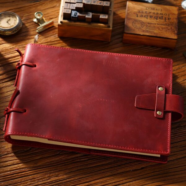 Vintage Handmade Leather Book Genuine Leather Rope Notes Painting - Image 5