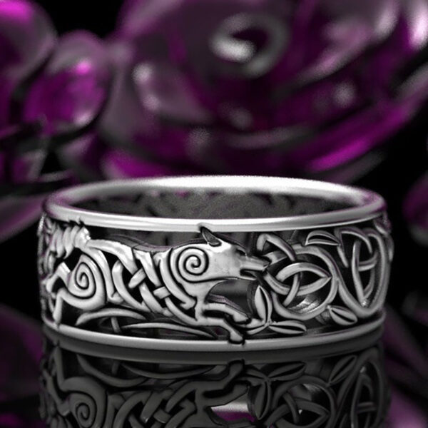 Viking Wolf Celtic Werewolf Men's Ring - Image 5