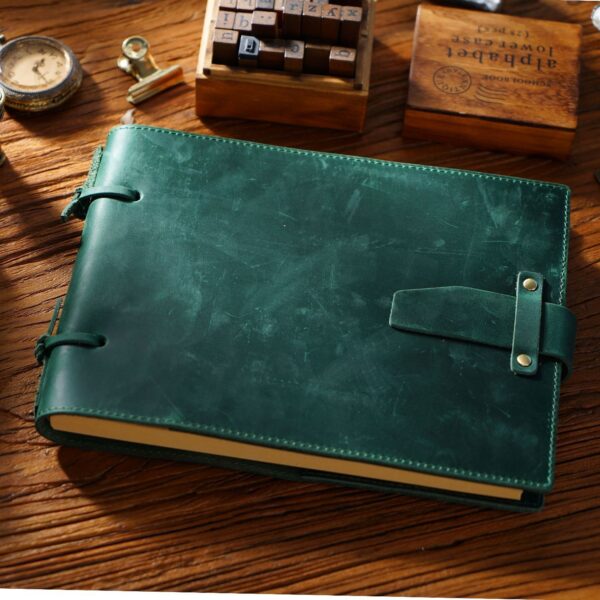 Vintage Handmade Leather Book Genuine Leather Rope Notes Painting - Image 9