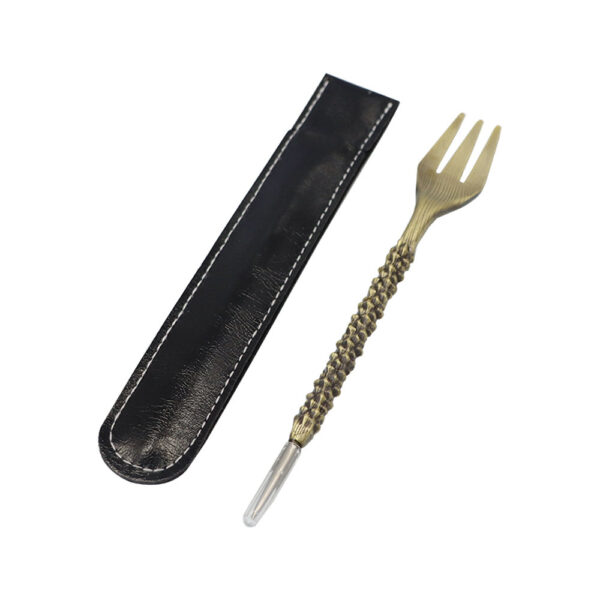 Metal Hookah Accessories Hookah Cream Fork Plus Teasing Needle Two-in-one Leather Packaging Cover - Image 3