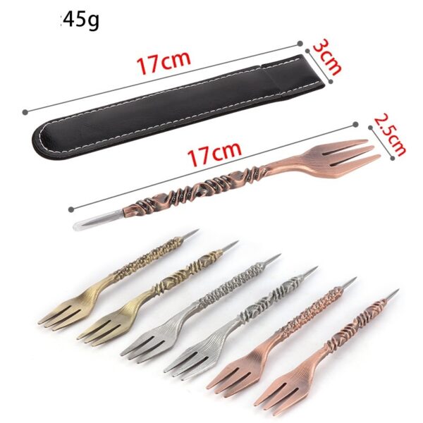 Metal Hookah Accessories Hookah Cream Fork Plus Teasing Needle Two-in-one Leather Packaging Cover - Image 2