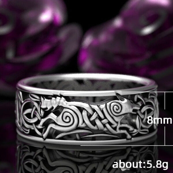 Viking Wolf Celtic Werewolf Men's Ring - Image 3