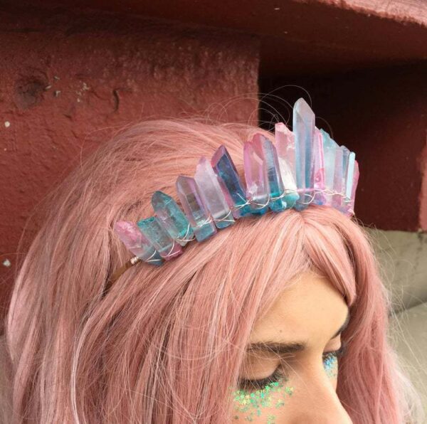 Mermaid Crown Purple Blue Crystal Crown Hair Band