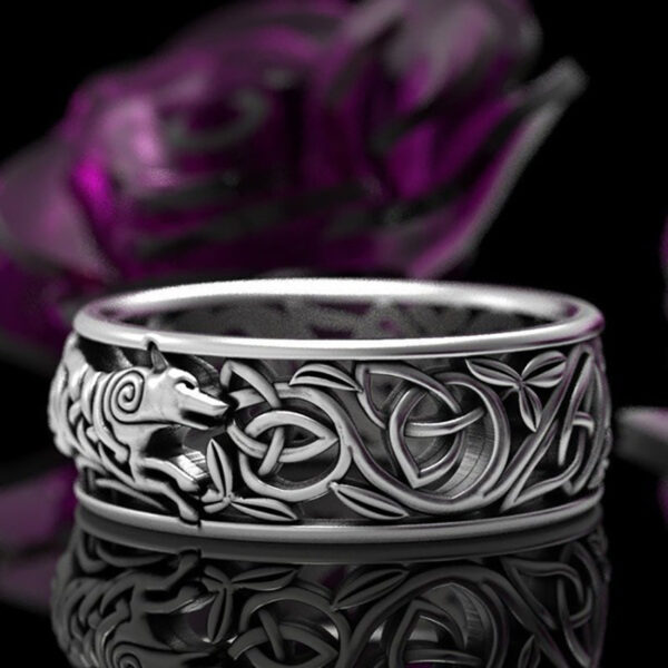 Viking Wolf Celtic Werewolf Men's Ring - Image 4