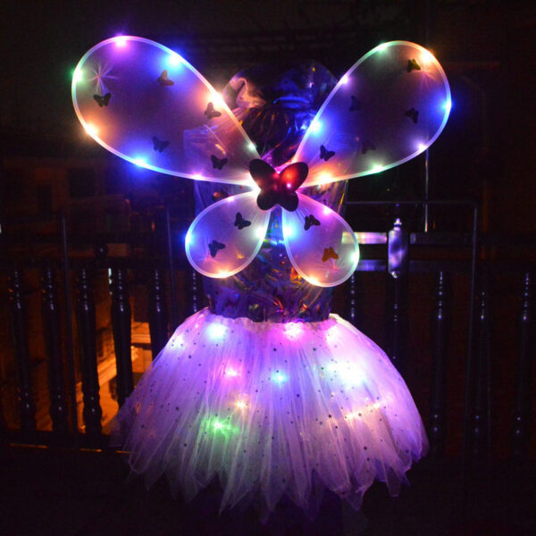 Glowing Butterfly Wings Flower Fairy Stick Three-piece Set - Image 3