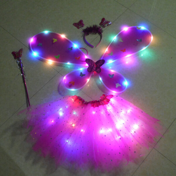 Glowing Butterfly Wings Flower Fairy Stick Three-piece Set