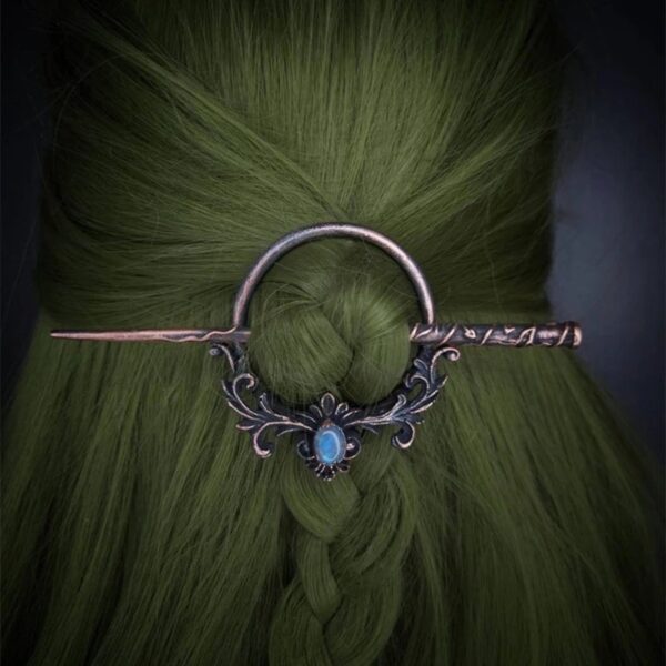 Circle and Stick Hairpin set, Stag, Leaves, Flourish 2 piece set Circle Glide for Hair - long hair clasp - Image 3