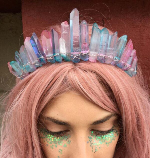 Mermaid Crown Purple Blue Crystal Crown Hair Band - Image 2