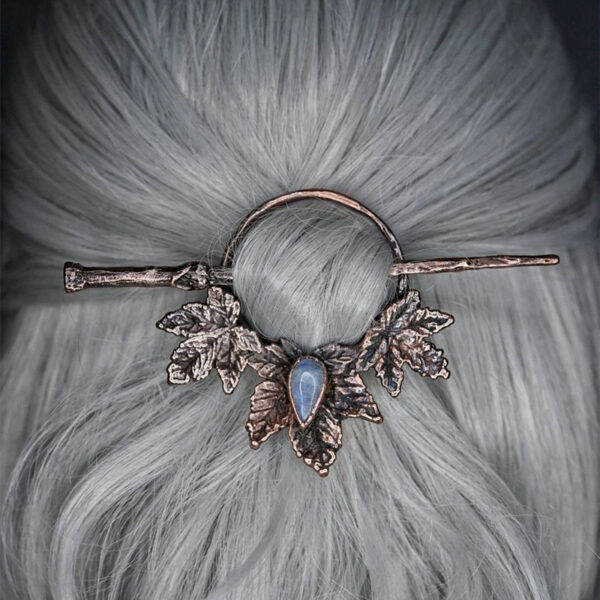 Circle and Stick Hairpin set, Stag, Leaves, Flourish 2 piece set Circle Glide for Hair - long hair clasp - Image 2